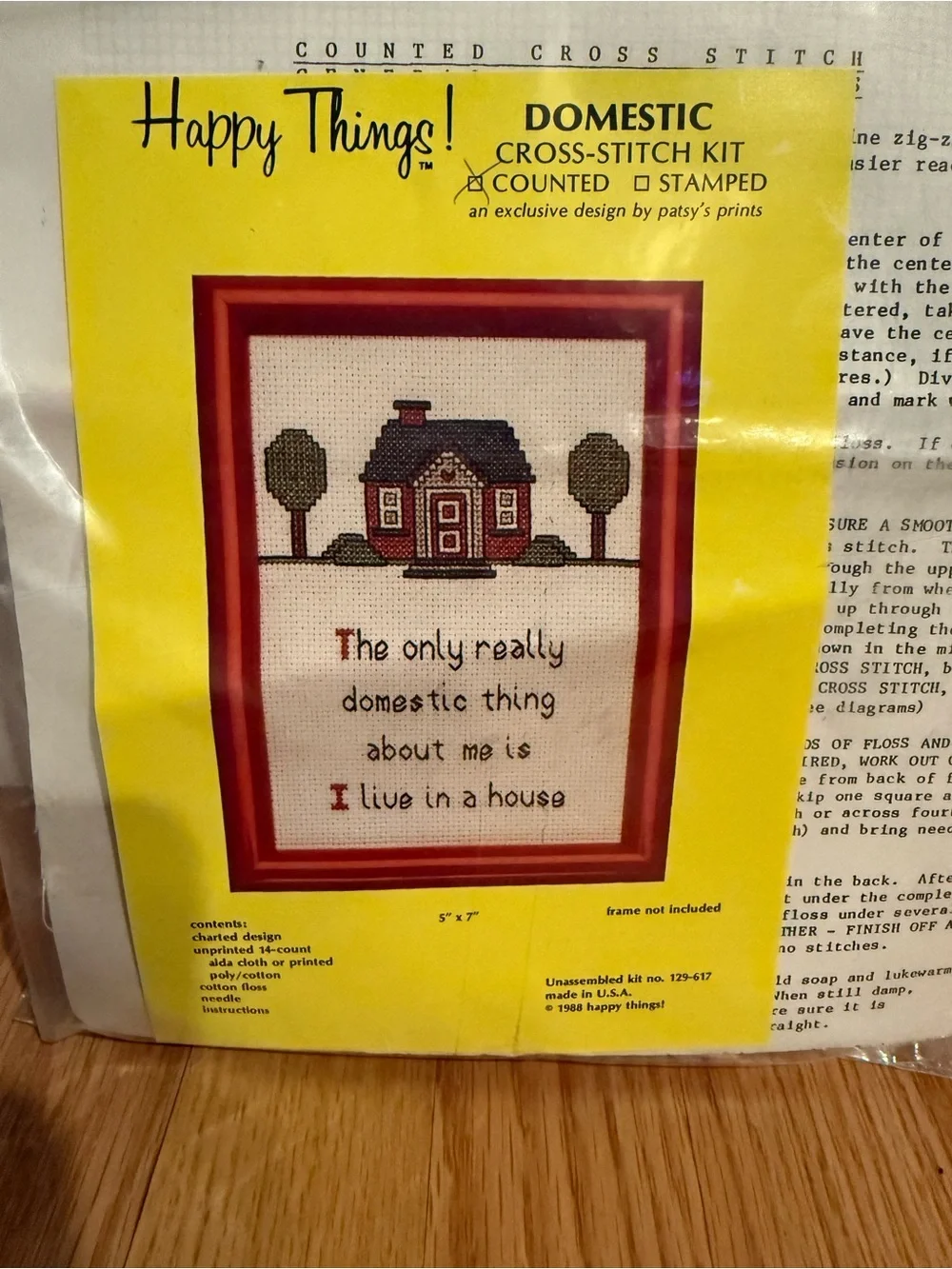 New Vintage Cross Stitch Kit “The Only Thing Domestic..is I Live in A House